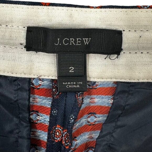 J Crew Blue & Orange Foulard Twill Drawstring Waist Dress Pants Size 2 - Picture 6 of 7